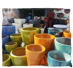 Glazed Pottery, Green Pots and Orange Glazed Pots